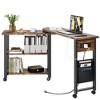 Rotating Side Table 360¡ã End Table with Charging Station Swivel Side Table with Extra Storage Bag - 3 of 4