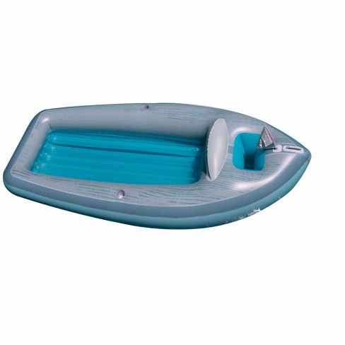 Swimline 8.75' Inflatable Classic Boat Cruiser with Cooler 1-Person  Swimming Pool Float - Silver/Blue