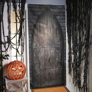 7 Ft. 2 1/2" Scary Closed Wooden Castle Door Curtain Halloween Decoration - 1 of 2