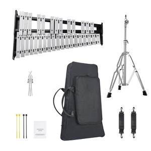 VEVOR 32 Note Glockenspiel Xylophone Bell Kit, Professional Percussion Instrument Set with Mallets, Drum Sticks, Music Stand, Gray - 1 of 4
