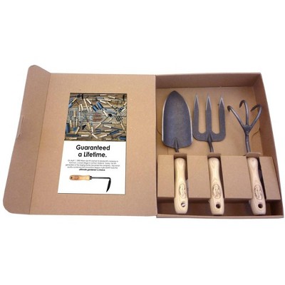 DeWit 3-Piece Garden Tool Gift Set – Cultivator, Trowel & Fork, Tempered Boron Steel, Ash Hardwood Handles