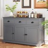 Costway 53.5" Storage Cabinet with 3 Drawers 2 Adjustable Shelves Buffet Sideboard Gray - 2 of 4