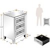 VINGLI Mirrored Nightstand with 3 Drawers Modern End Table Bed Side Table with Mirrored Finish - 3 of 4