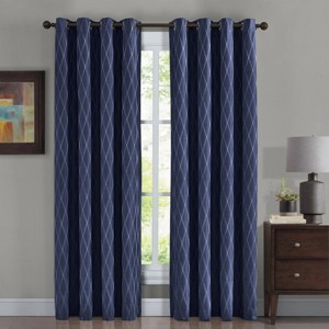 Egyptian Linens 100% Blackout Curtain Jacquard Thermal Insulated Victoria Panels ( Set Of 2) - 1 of 4