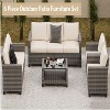 GustoWave 5-Piece Patio Furniture Set with Rattan Chairs, Glass Table and Cushions for Porch, Balcony, Backyard, Garden, Poolside, Gray - 3 of 4