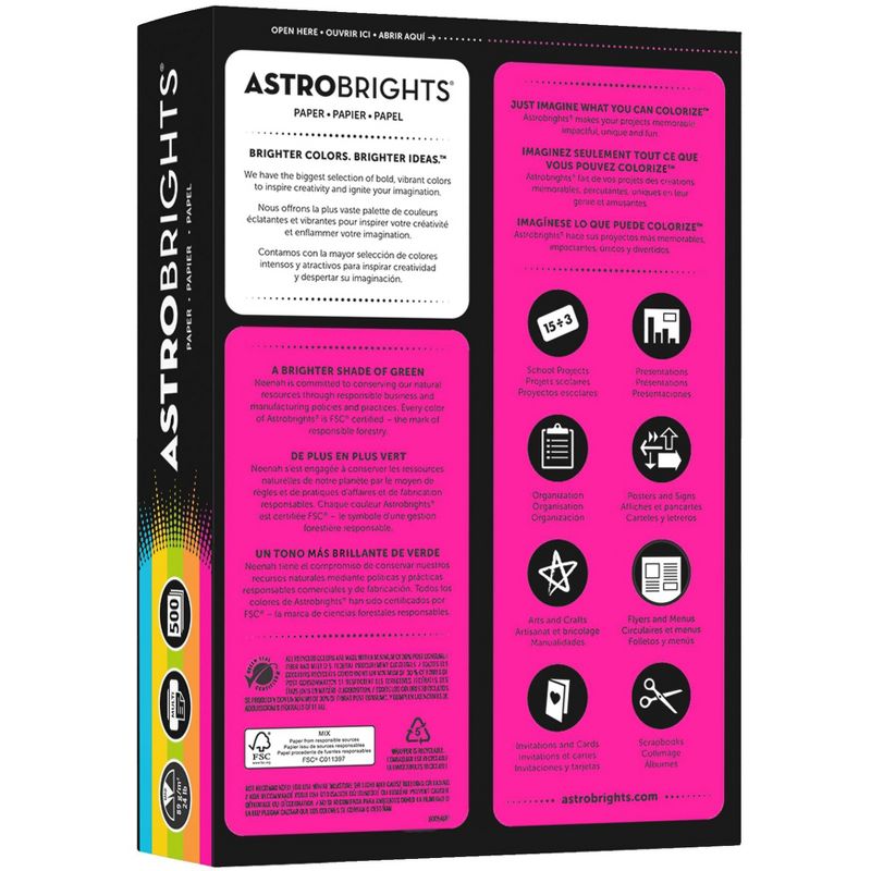Astrobrights Colored Paper, 8-1/2 x 11 Inches, Assorted Bright Colors, Pack of 500, 2 of 6