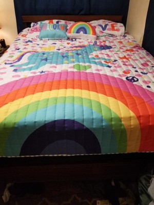 4pc Twin Kids' Unicorn Rainbow Reversible Quilt Set - Lush Décor : Target