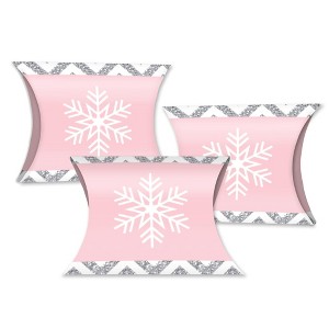 Big Dot of Happiness Pink Winter Wonderland - Favor Gift Boxes - Holiday Snowflake Birthday Party and Baby Shower Petite Pillow Boxes - Set of 20 - 1 of 4