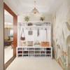 FUFU&GAGA Modern White Shoe Cubbies Wide Hall Tree With Hooks - 2 of 4