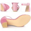 Perphy Women's Faux Velvet Ankle Buckle Strap High Chunky Heels Sandals - 3 of 3