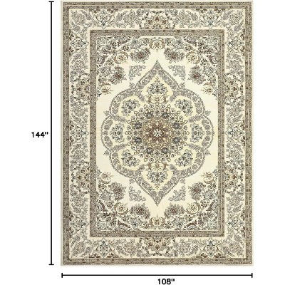 Washable Vintage Area Rug -Traditional Oriental Medallion Floral Design,Stain Resistant Indoor Print Carpet Kid & Pet Friendly