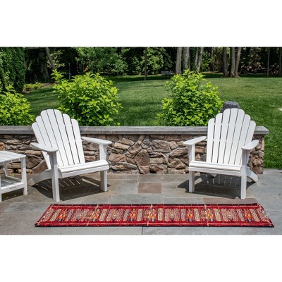 Red and Black Synthetic Tribal Stripe Runner Rug