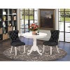 3-Piece Linen White Finish Solid Wood Top - Round Upholstered Dining Room Set - Seats 4 - 2 of 4