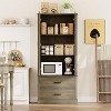 Grey Kitchen Pantry Cabinet with 2 Drawers, Farmhouse Tall Storage Cabinet, Wood Food Pantry with Barn Doors and Adjustable Shelves - 4 of 4