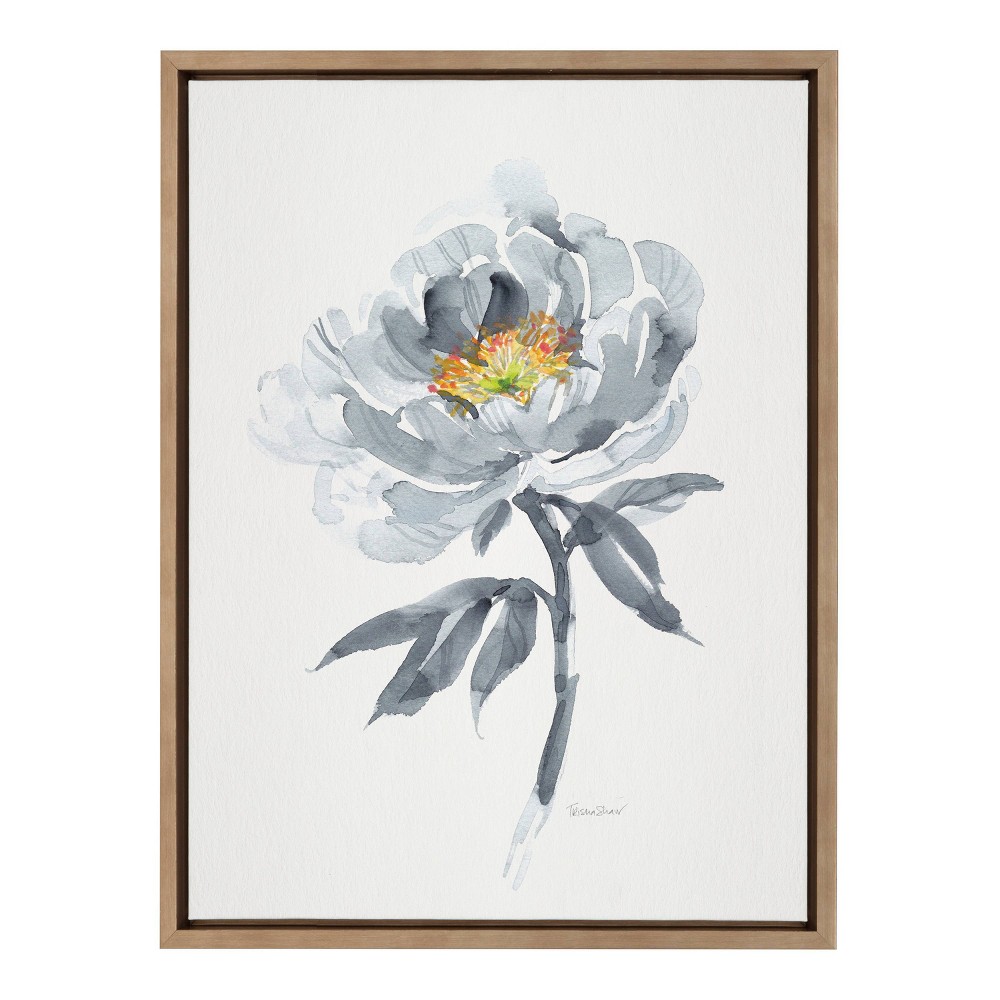 Photos - Other Decoration 18" x 24" Sylvie Gray Bloom Framed Wall Canvas by Patricia Shaw Gold: Modern Botanical Decor - Kate & Laurel All Things Deco