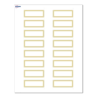 Avery Labels, 1" x 2-5/8", Matte White, Multi-Lined Gold Border, 160ct