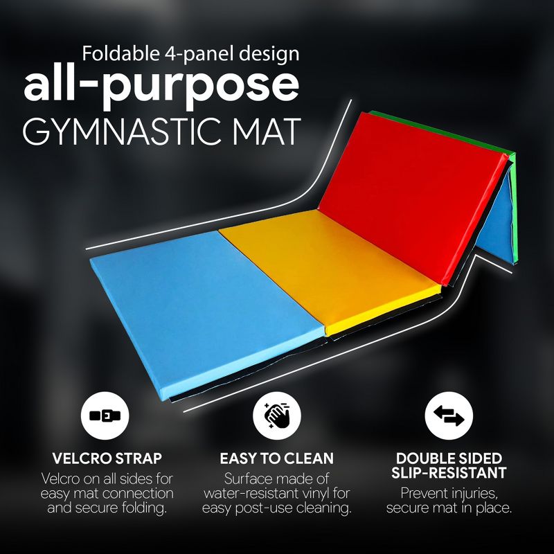 BalanceFrom All Purpose 4'x10'x2" Extra Thick High Density Anti Tear Gymnastics Gym Folding Exercise Aerobics Mats, 2 of 7