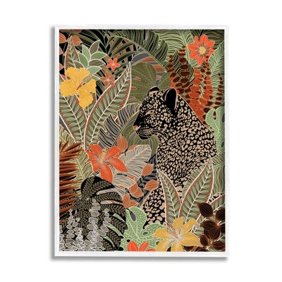 Stupell Industries Leopard in Jungle Pattern Framed Giclee Art