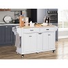 Okak Kitchen Island With Storage and Rubber Wood Countertop, 5 Wheels Kitchen Cart with Ample Storage, Countertop Organizer for Dining Room - 4 of 4
