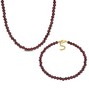 EVERLY JEWELRY | Silver Gemstone Necklace and Bracelet Set, 19 in + 8.25 in- Multiple Gemstone & Metal Color Options - 1 of 4