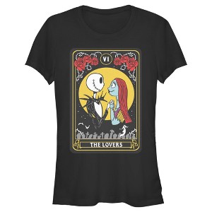 Juniors Womens The Nightmare Before Christmas The Lovers Tarot Card T-Shirt - 1 of 4