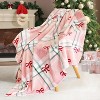 Christmas Ultra Pink Bow Soft Throw Blanket with Plaid, Cozy Flannel Flannel Luxury Blanket for Bed, Sofa and Couch Christmas Gift. - 2 of 4