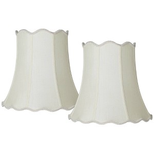 Imperial Shade Set of 2 Scallop Bell Lamp Shades Cream Medium 10" Top x 16" Bottom x 14.75" High Spider Harp and Finial Fitting - 1 of 4