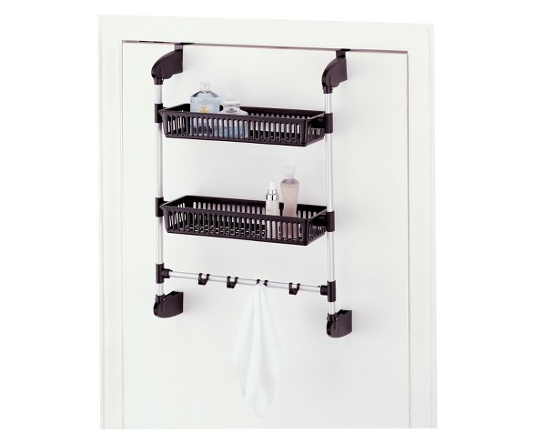 Neu Home Overdoor 2 Basket Unit With Hook Medium Silver