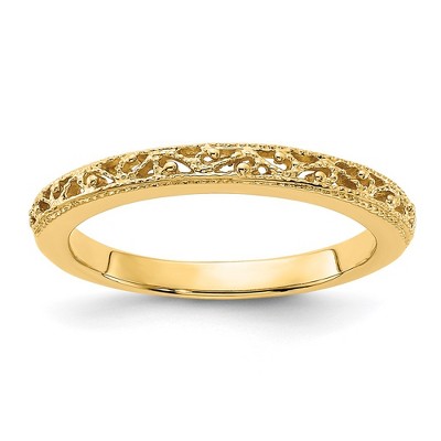 Black Bow Jewelry 3mm 14K Yellow, White, or Rose Gold Filigree Tapered Band
