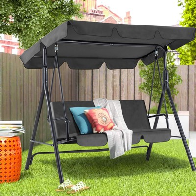 Anybear 3-person dark gray easy-assembly swing chair