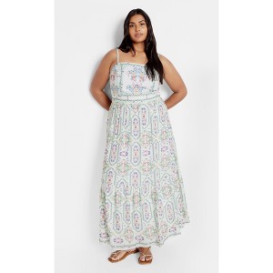 Women's Plus Size Molly Print Maxi Dress - white | CITY CHIC - 1 of 4