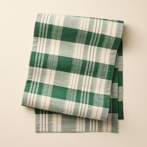 72"x14" Plaid Table Runner Forest Green - Hearth & Hand™ with Magnolia - 1 of 3