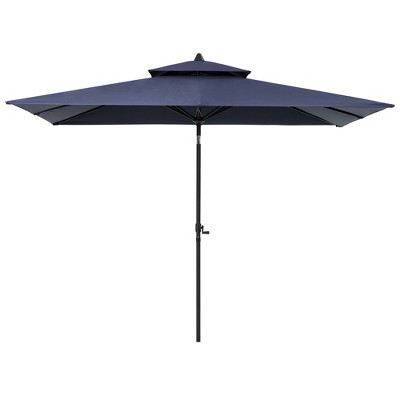 Pellebant 10 x 6.5 FT Rectangular Double Top Patio Market Umbrella with Tilt & Crank