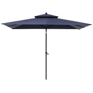 Pellebant 10 x 6.5 FT Rectangular Double Top Patio Market Umbrella with Tilt & Crank - 1 of 4