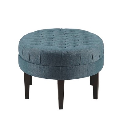 Elegant Surfboard Tufted Cocktail Ottoman in Dusty Blue