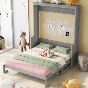 YOOCOZZ Queen Size Modern Minimalist Murphy Bed with Shelf Desk - 1 of 4