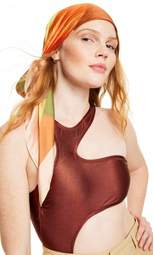Women's Mixed Paint Print Hair Scarf - Fe Noel x Target Orange/Brown/Peach