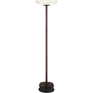 Possini Euro Design Meridian Light Blaster Modern Torchiere Floor Lamp with Riser 72" Tall Oil Rubbed Bronze LED Frosted Glass Shade for Living Room - 1 of 4