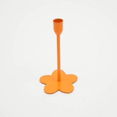 AZL1 Life Concept Candle Holders, Floral Design Accent Holder for Tabletop and Shelf Decor Displays, Orange, 4"*4"*7"