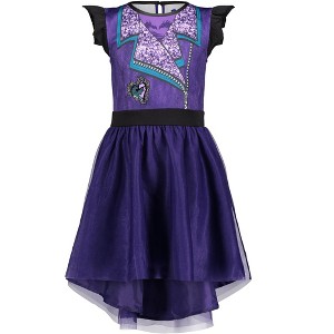 Disney Descendants Mal Girls Tulle Sequin Cosplay Costume Dress Little Kid to Big Kid - 1 of 4