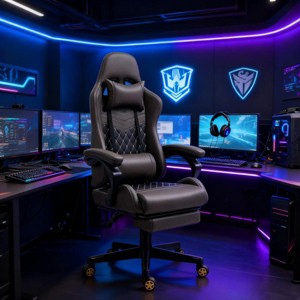 52.8" High Back Gaming Chair with Footrest and Lumbar Support, Swivel Reclining Office Chair for Home or Office-3irtyhousy - 1 of 4