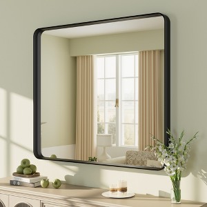 Apmir Rectangular Aluminum Alloy Framed and Tempered Glass Wall Bathroom Vanity Mirror in Matte Black/ Gold/ Silver/ Brown - 1 of 4