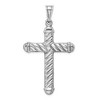 Black Bow Jewelry Sterling Silver Rhodium-Plated Hollow 3D Rope Cross Pendant, 32 x 57mm - 3 of 4