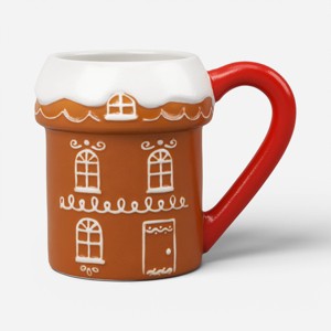 15.8 fl oz Christmas Stoneware Figural Gingerbread House Mug - Wondershop™ - 1 of 3