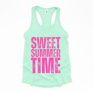 Simply Sage Market Sweet Summer Time Block Distressed Racerback Tank - 1 of 4