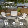 Four Seasons Courtyard Novara 4 Piece Steel Folding Outdoor Conversation Set with 2 Folding Chairs, 1 Loveseat, and 1 Table, Tan/Espresso - image 3 of 4