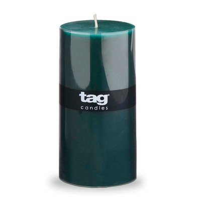 TAG Color Studio 3X6 Pillar Dk Green, Smokeless Paraffin Wax, Burn Time 85 Hours