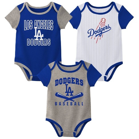 Mlb Los Angeles Dodgers Infant Boys' White Pinstripe 3pk Bodysuits : Target