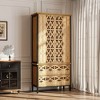 Homsee Carved Display Storage Cabinet with Intricate Design Bookshelves Curio Bookshelf - 2 of 4
