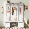 TIRAMISUBEST 5-in-1 Entryway Bench with Coat Rack, 7 Sturdy Hooks, 2 Spacious Drawers and Adjustable Shelves, 58.8'' Wide Hall Tree with Metal Handles - 3 of 4
